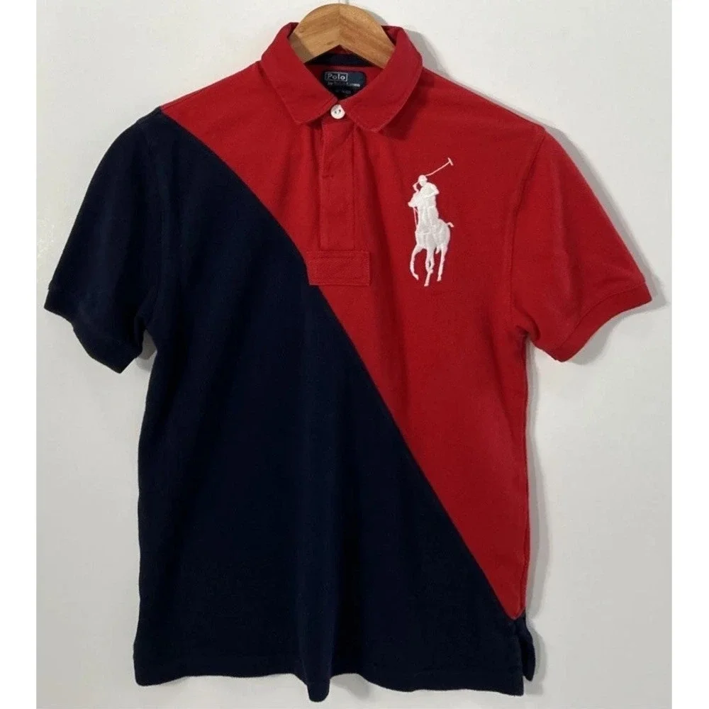 Boys Polo Ralph Lauren Colorblock Mesh Rugby S/S Polo Shirt Med 10-12 Large Pony